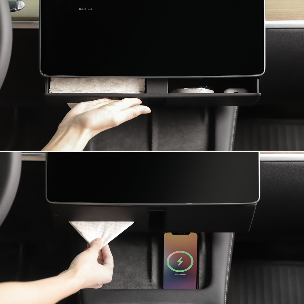 tesla model 3 y under screen storage box led light