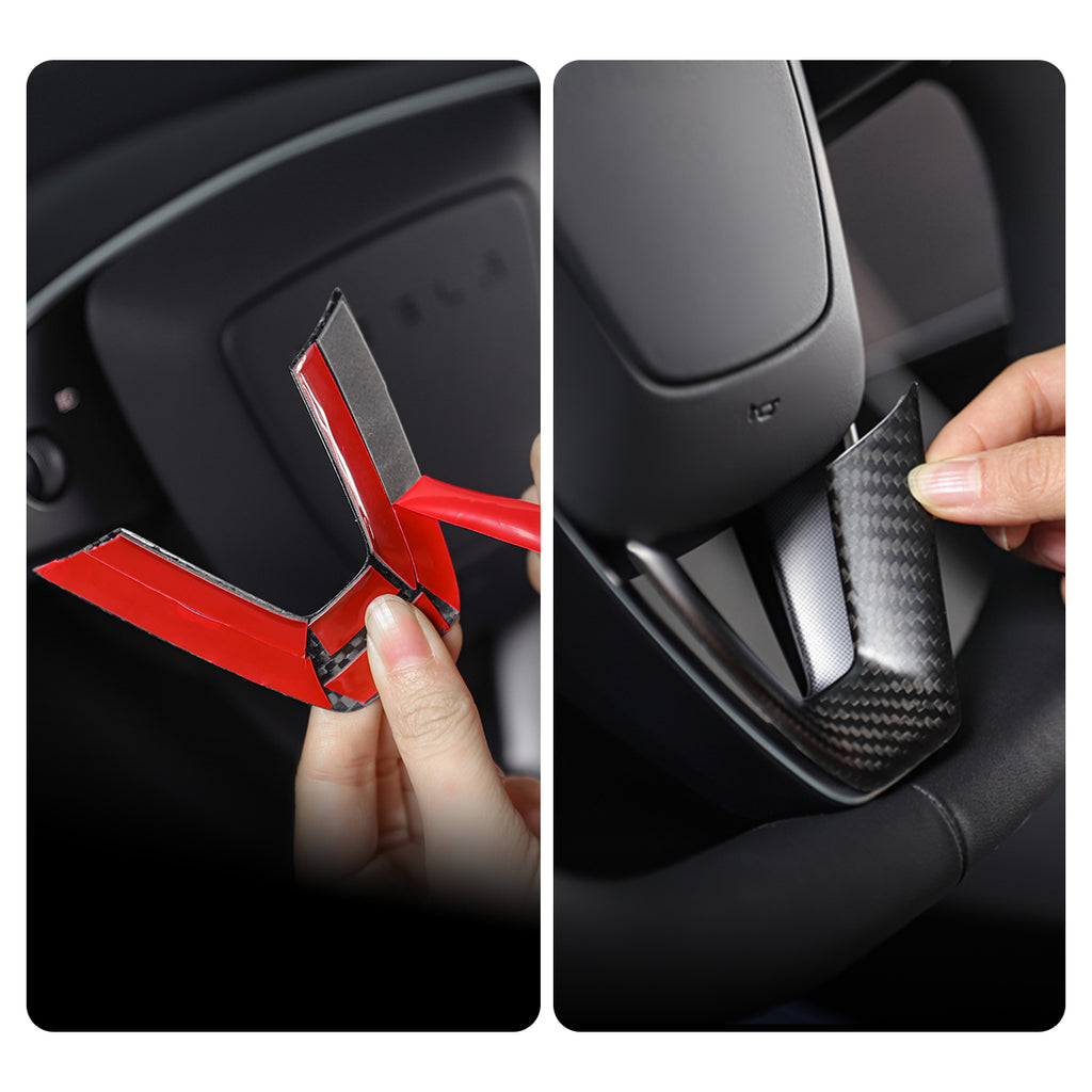 Real Carbon Fiber Steering Wheel Cover for Tesla