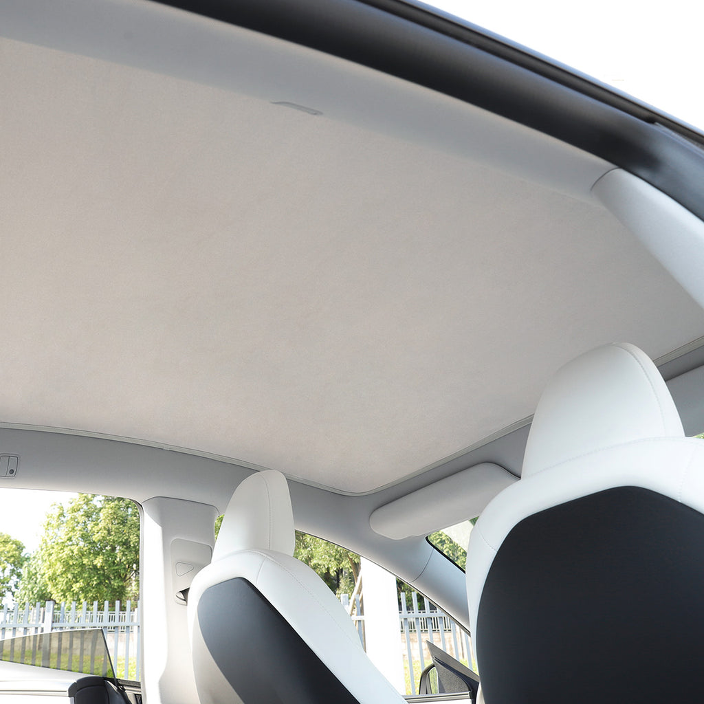 Model Y Juniper 2025+ Ice Velvet Electrostatic Adsorption Sunshade inside the car