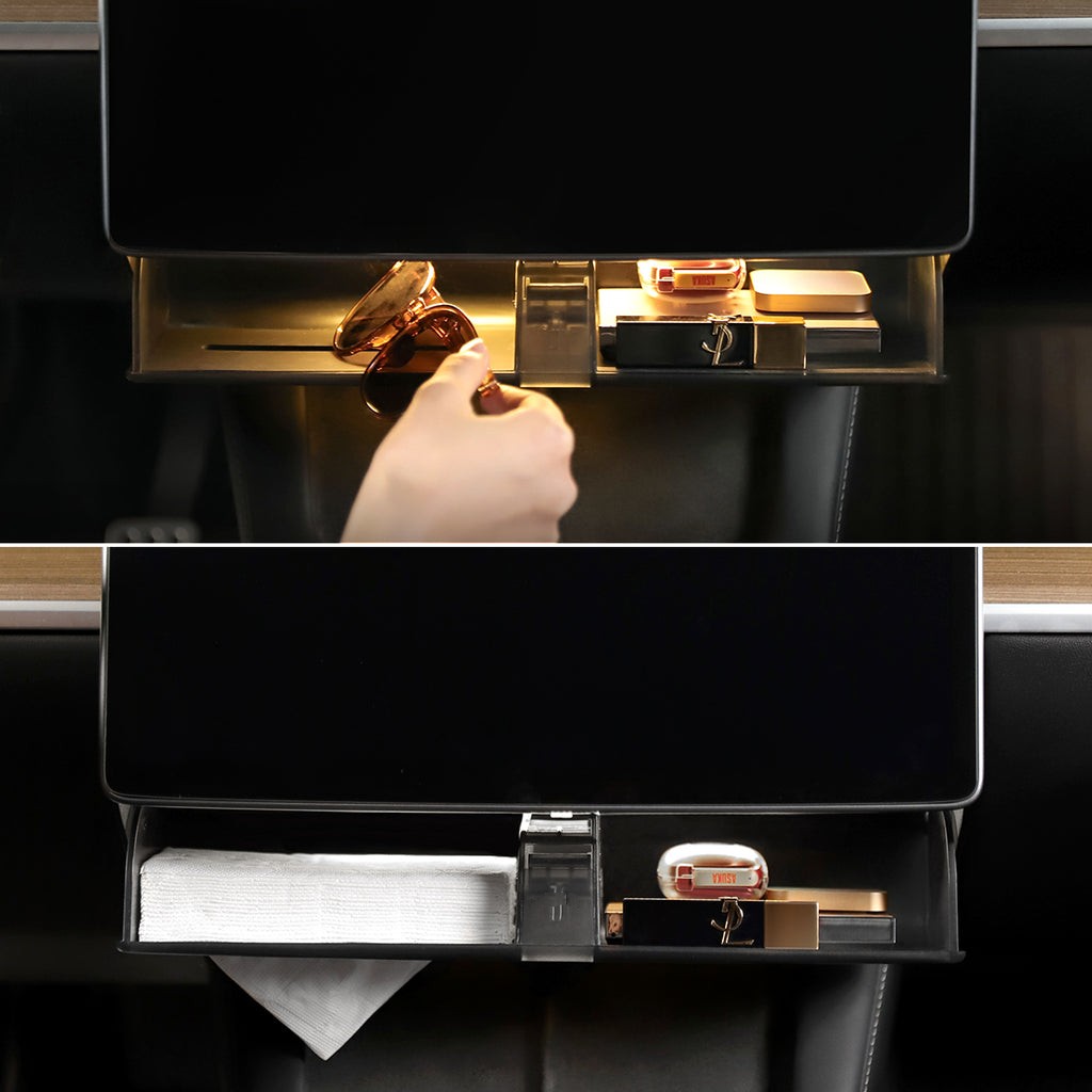tesla model 3 y under screen storage box led light