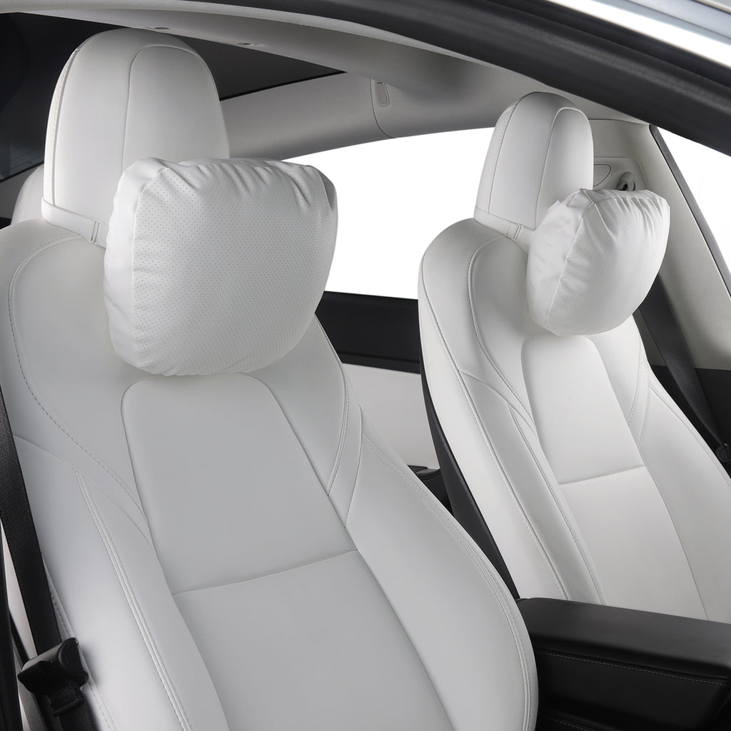 Tesla Dupont Sorna Leather  Headrest Neck Pillow (White) 