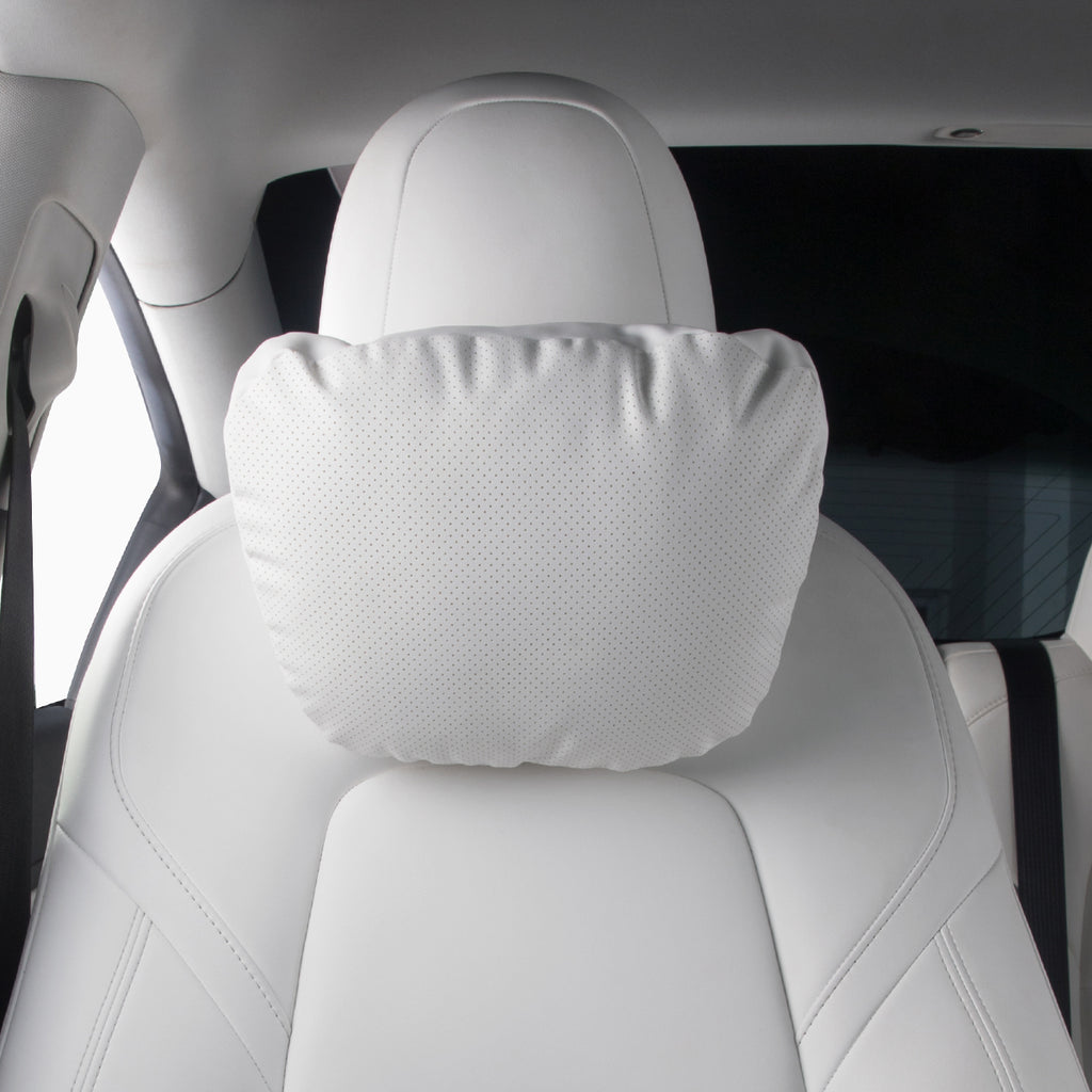 Tesla Dupont Sorna Leather  Headrest Neck Pillow (White) 