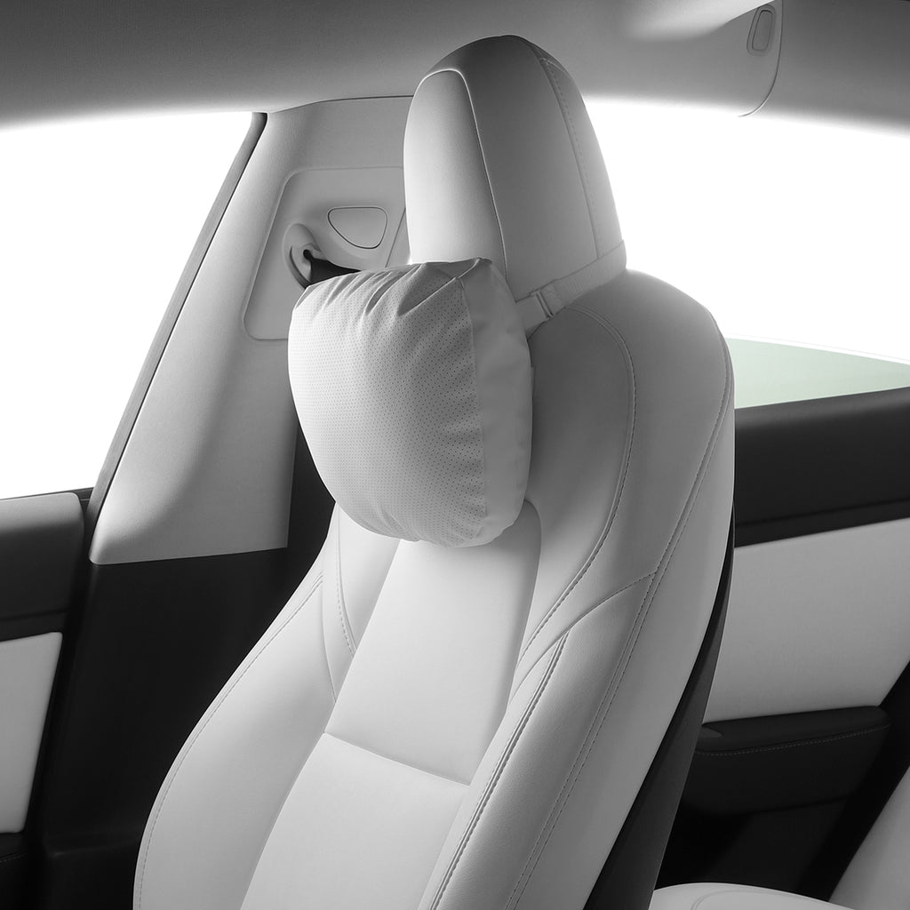 Tesla Dupont Sorna Leather  Headrest Neck Pillow (White) 