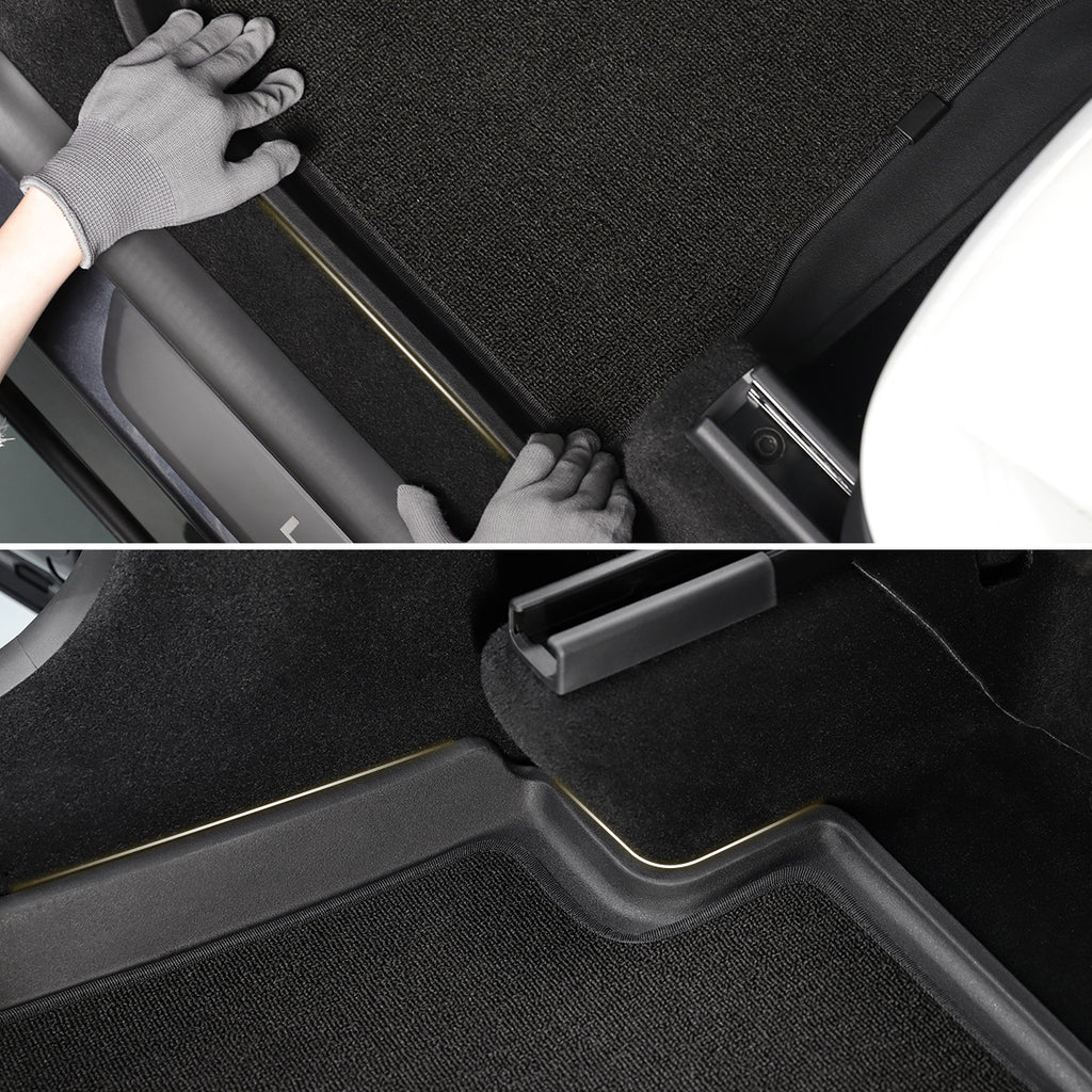 Tesla Model Y Juniper 2025+  Rear Passager Side Dual-Layer Eco-Friendly All-Weather Interior Liners Installation